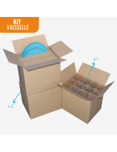 Carton haute résistance bulles Kit déménagement: lot de boites en carton adhésif jusqu'à 20kg avec poignées intégrées adaptées au port de charge lourde pour déménagement d'un T2 